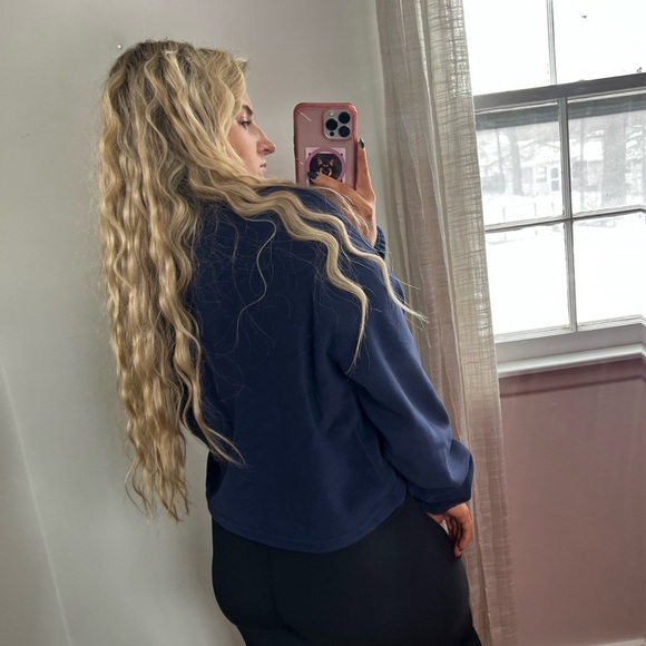 Fabletics Navy Fleece Jacket Small Oversized - Picture 10 of 11